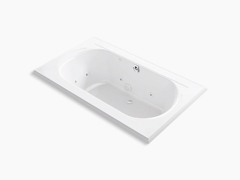 KOHLER K-1418-JH MEMOIRS 72 INCH X 42 INCH ACRYLIC DROP-IN OVAL WHIRLPOOL BATHTUB WITH CENTER REAR DRAIN