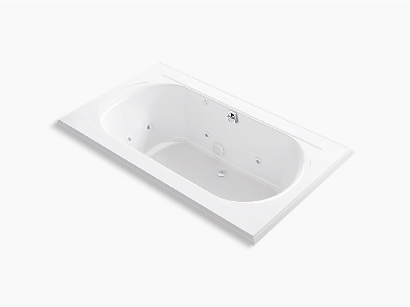 KOHLER K-1418-JHC MEMOIRS 72 INCH X 42 INCH ACRYLIC DROP-IN OVAL WHIRLPOOL BATHTUB WITH CENTER REAR DRAIN AND MULTIPLE PUMP LOCATION