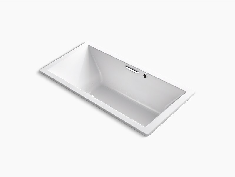 KOHLER K-1835-GHW UNDERSCORE 72 1/4 INCH X 36 INCH ACRYLIC DROP-IN RECTANGULAR SOAKING HEATED BUBBLE MASSAGE AIR BATHTUB WITH BASK AND CENTER DRAIN