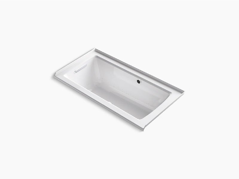 KOHLER K-1947-GHLW ARCHER 60 INCH X 30 INCH ACRYLIC THREE WALL ALCOVE RECTANGULAR SOAKING AIR BATHTUB WITH LEFT-HAND DRAIN