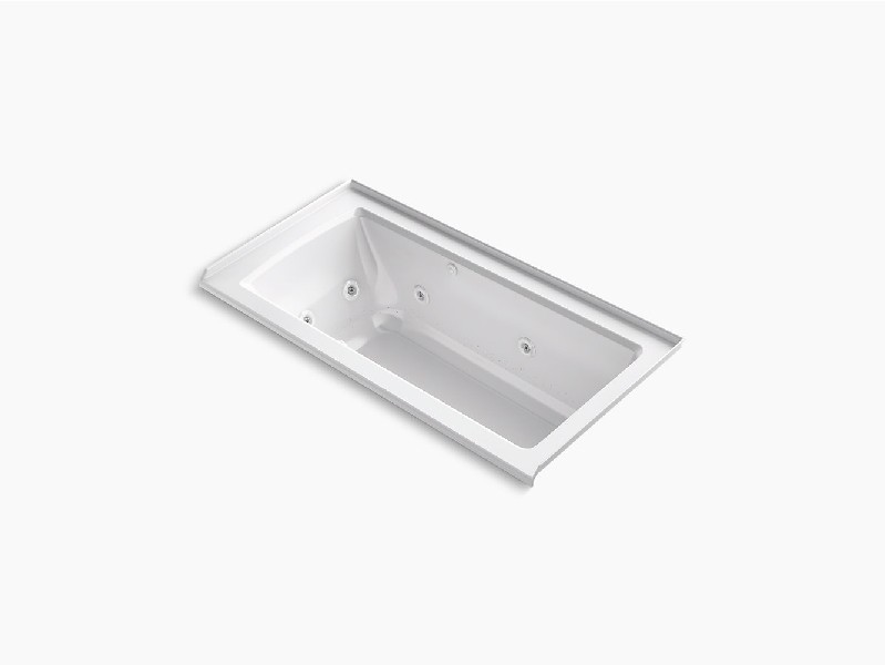 KOHLER K-1947-XHGHR ARCHER 60 INCH ACRYLIC THREE WALL ALCOVE HEATED BUBBLE MASSAGE AIR BATHTUB WITH WHIRLPOOL, INTEGRAL FLANGE AND RIGHT-HAND DRAIN