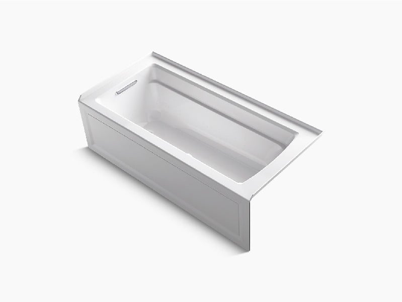 KOHLER K-1949-GHLA ARCHER 66 INCH X 32 INCH ACRYLIC THREE WALL ALCOVE RECTANGULAR SOAKING AIR BATHTUB WITH LEFT-HAND DRAIN