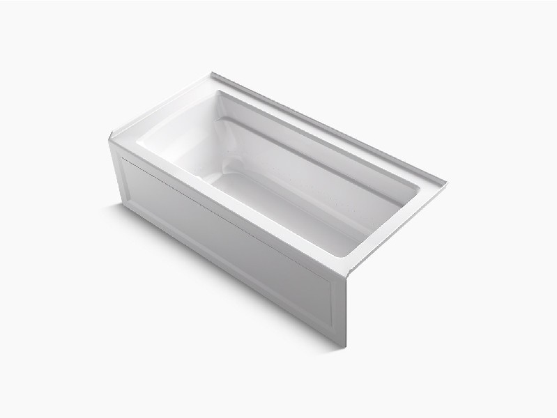 KOHLER K-1949-GHRAW ARCHER 66 INCH X 32 INCH ACRYLIC THREE WALL ALCOVE RECTANGULAR SOAKING AIR BATHTUB WITH BASK HEATED SURFACE AND RIGHT-HAND DRAIN