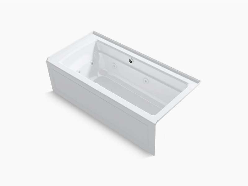 KOHLER K-1949-XGHRA ARCHER 66 INCH ACRYLIC THREE WALL ALCOVE HEATED BUBBLE MASSAGE AIR BATHTUB WITH WHIRLPOOL AND RIGHT-HAND DRAIN