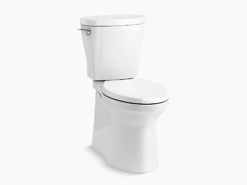 KOHLER K-20198 BETELLO COMFORT HEIGHT 28 5/8 INCH TWO-PIECE ELONGATED 1.28 GPF TOILET WITH SKIRTED TRAPWAY, REVOLUTION 360 SWIRL FLUSHING TECHNOLOGY AND LEFT-HAND TRIP LEVER