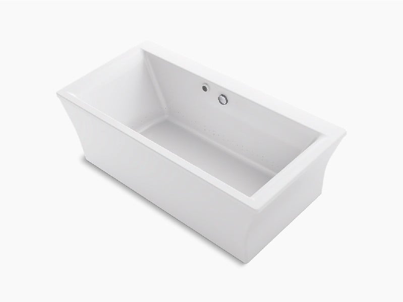 KOHLER K-24011-W1 STARGAZE 60 3/4 INCH X 34 7/8 INCH ACRYLIC FREE STANDING RECTANGULAR SOAKING BATHTUB WITH CENTER DRAIN