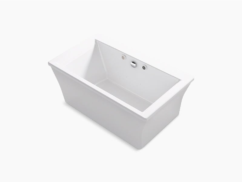 KOHLER K-24019-GHW STARGAZE 60 1/4 INCH X 34 1/4 INCH ACRYLIC FREE STANDING RECTANGULAR SOAKING AIR BATHTUB WITH FLUTED SHROUD AND CENTER DRAIN