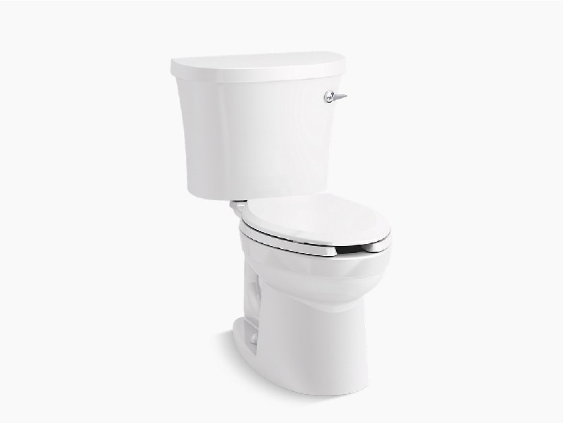 KOHLER K-25087-SSRA-0 KINGSTON 29 7/8 INCH TWO-PIECE ELONGATED 1.28 GPF ANTIMICROBIAL TOILET WITH RIGHT-HAND TRIP LEVER - WHITE