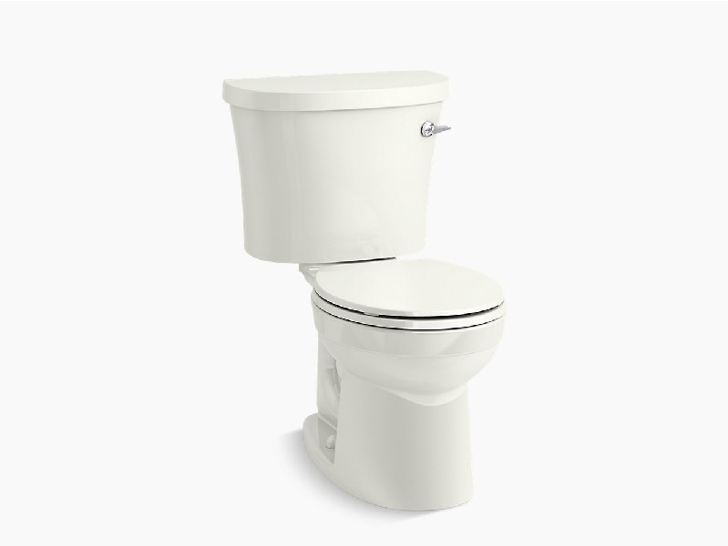 KOHLER K-25097-RA-0 KINGSTON 27 7/8 INCH TWO-PIECE ROUND-FRONT 1.28 GPF TOILET WITH RIGHT-HAND TRIP LEVER - WHITE