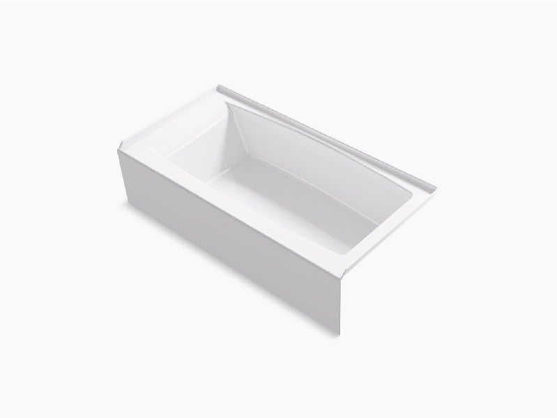 KOHLER K-26109-RA-0 ENTITY 60 INCH X 30 1/4 INCH ACRYLIC ALCOVE RECTANGULAR BATHTUB WITH RIGHT-HAND DRAIN - WHITE