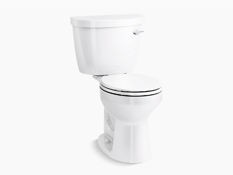KOHLER K-31641-RA CIMARRON COMFORT HEIGHT 27 INCH TWO-PIECE ROUND-FRONT 1.28 GPF CHAIR HEIGHT TOILET WITH RIGHT-HAND TRIP LEVER