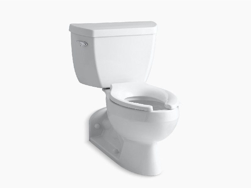 KOHLER K-3652-SS-0 BARRINGTON 31 1/2 INCH TWO-PIECE ELONGATED 1.0 GPF ANTIMICROBIAL TOILET WITH PRESSURE LITE FLUSHING TECHNOLOGY AND LEFT-HAND TRIP LEVER - WHITE