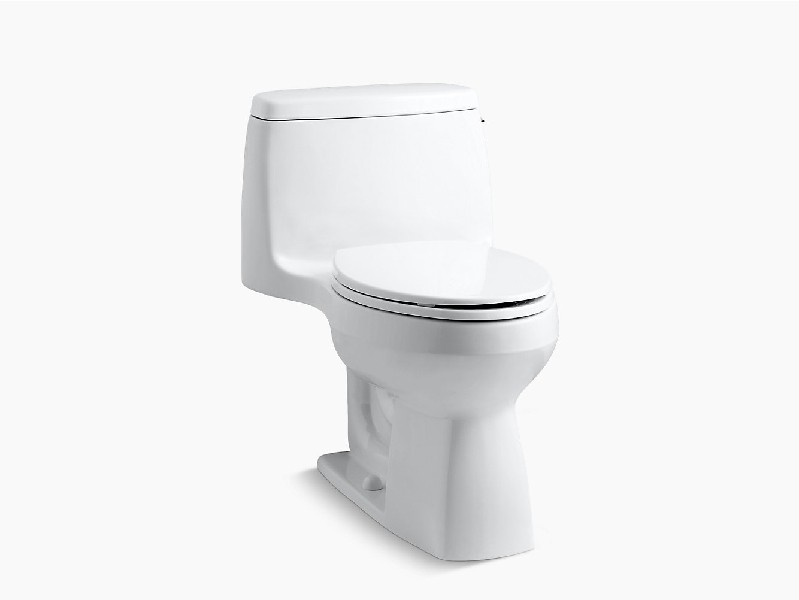 KOHLER K-3810-RA SANTA ROSA COMFORT HEIGHT 27 3/4 INCH ONE-PIECE COMPACT ELONGATED 1.28 GPF CHAIR HEIGHT TOILET WITH RIGHT-HAND TRIP LEVER AND SLOW CLOSE SEAT