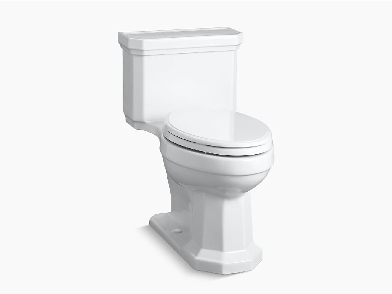 KOHLER K-3940-RA KATHRYN COMFORT HEIGHT 28 INCH ONE-PIECE COMPACT ELONGATED 1.28 GPF CHAIR HEIGHT TOILET WITH RIGHT-HAND TRIP LEVER AND SLOW CLOSE SEAT