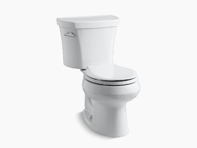 KOHLER K-3947-T WELLWORTH 29 5/8 INCH TWO-PIECE ROUND-FRONT 1.28 GPF TOILET WITH TANK COVER LOCKS