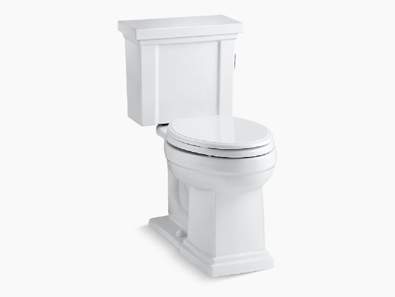KOHLER K-3950-RA TRESHAM COMFORT HEIGHT 29 1/4 INCH TWO-PIECE ELONGATED 1.28 GPF CHAIR HEIGHT TOILET WITH RIGHT-HAND TRIP LEVER