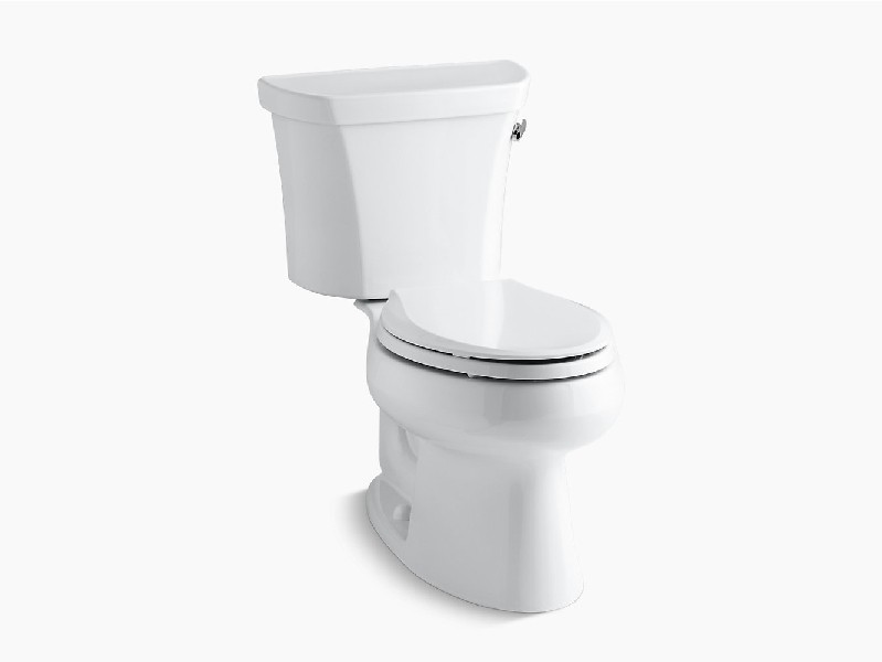 KOHLER K-3998-RZ WELLWORTH 30 INCH TWO-PIECE ELONGATED 1.28 GPF TOILET WITH RIGHT-HAND TRIP LEVER, TANK COVER LOCKS AND INSULATED TANK