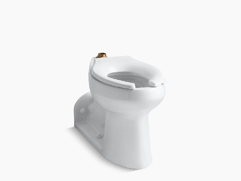 KOHLER K-4352-0 ANGLESEY COMFORT HEIGHT 31 1/2 INCH FLOOR MOUNT TOP SPUD FLUSHOMETER BOWL WITH EXPOSED TRAPWAY - WHITE