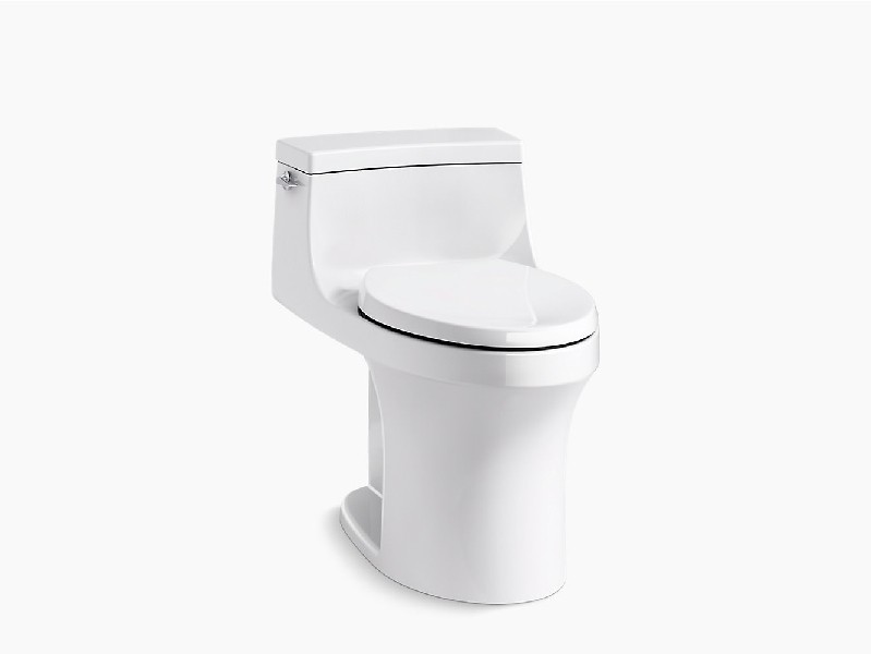 KOHLER K-5172 SAN SOUCI COMFORT HEIGHT 27 7/8 INCH ONE-PIECE COMPACT ELONGATED 1.28 GPF CHAIR HEIGHT TOILET WITH QUIET-CLOSE SEAT