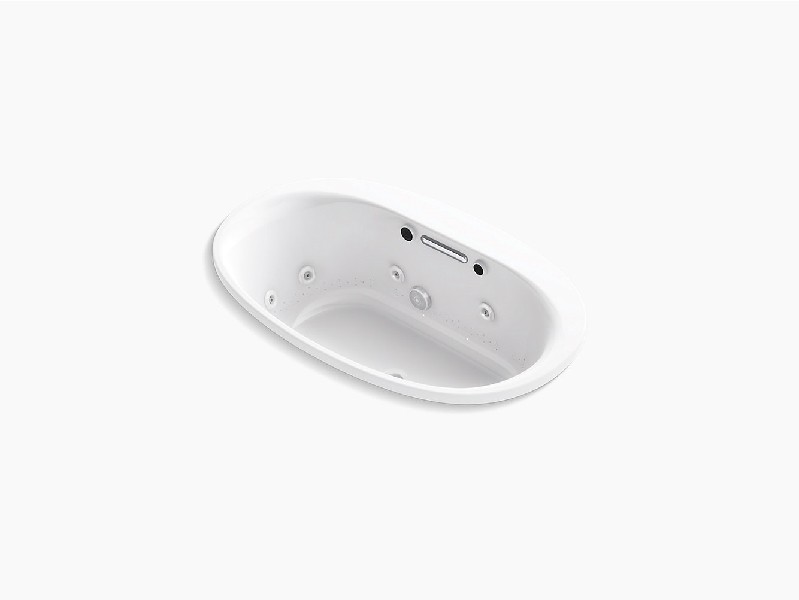 KOHLER K-5714-XHGH UNDERSCORE OVAL 60 INCH ACRYLIC DROP-IN OVAL HEATED BUBBLE MASSAGE AIR BATHTUB WITH WHIRLPOOL AND CENTER DRAIN