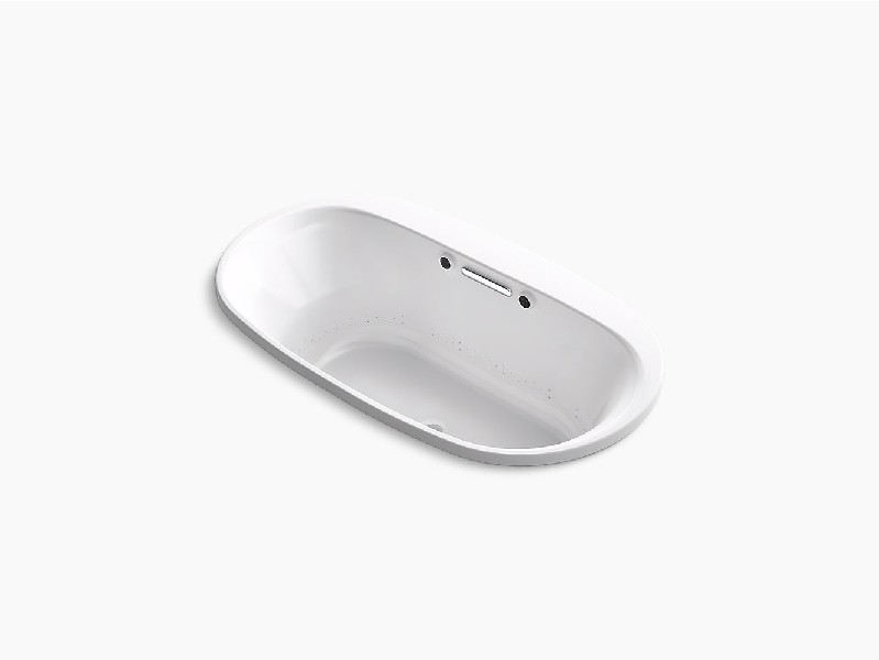 KOHLER K-5716-GHW UNDERSCORE 66 INCH X 36 INCH ACRYLIC DROP-IN OVAL SOAKING AIR BATHTUB WITH BASK HEATED SURFACE AND CENTER DRAIN
