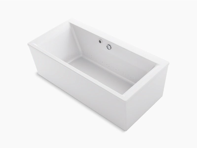 KOHLER K-6366-W1 STARGAZE 72 INCH X 36 1/8 INCH ACRYLIC FREE STANDING RECTANGULAR SOAKING BATHTUB WITH BASK HEATED SURFACE, STRAIGHT SHROUD AND CENTER DRAIN