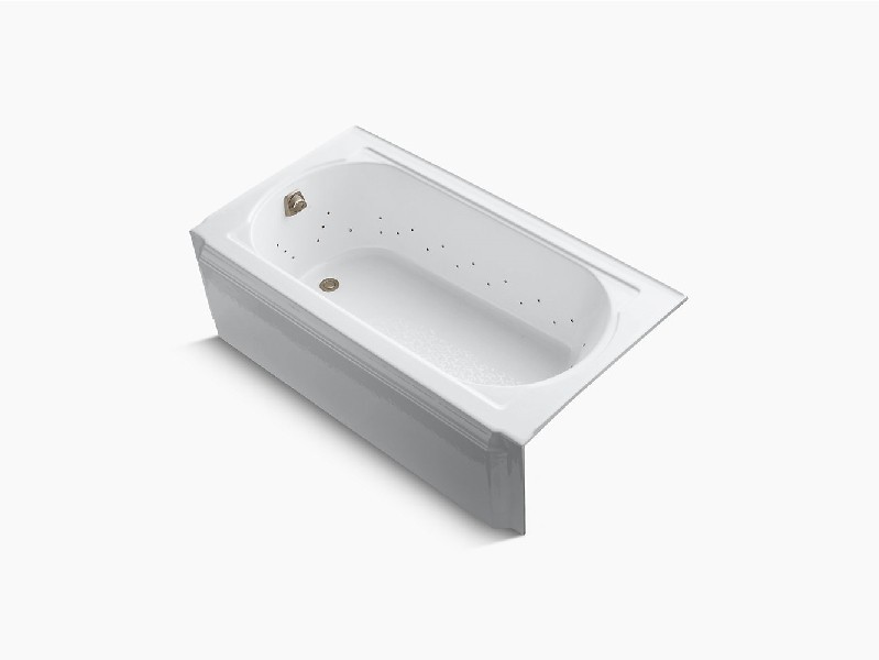 KOHLER K-723-GBN MEMOIRS 60 INCH X 33 3/4 INCH ACRYLIC ALCOVE OVAL AIR BATHTUB WITH LEFT-HAND DRAIN AND VIBRANT BRUSHED NICKEL AIRJET