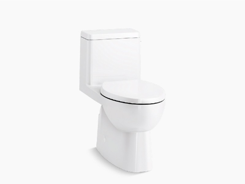 KOHLER K-78080-RA REACH 28 5/8 INCH ONE-PIECE COMPACT ELONGATED 1.28 GPF CHAIR HEIGHT TOILET WITH RIGHT-HAND TRIP LEVER AND QUIET-CLOSE SEAT