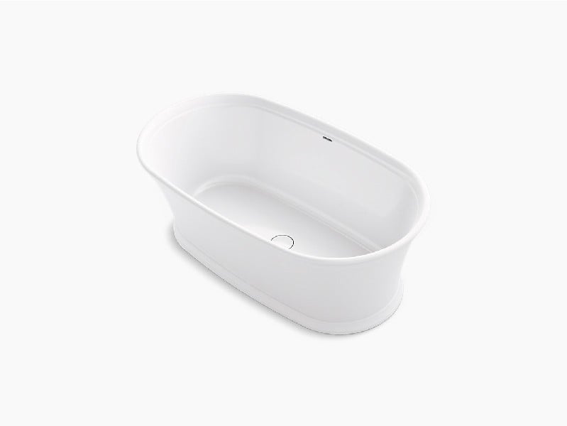 KOHLER K-8333-0 MEMOIRS 66 1/4 INCH X 36 1/4 INCH RESIN FREE STANDING OVAL SOAKING BATHTUB WITH CENTER DRAIN - WHITE