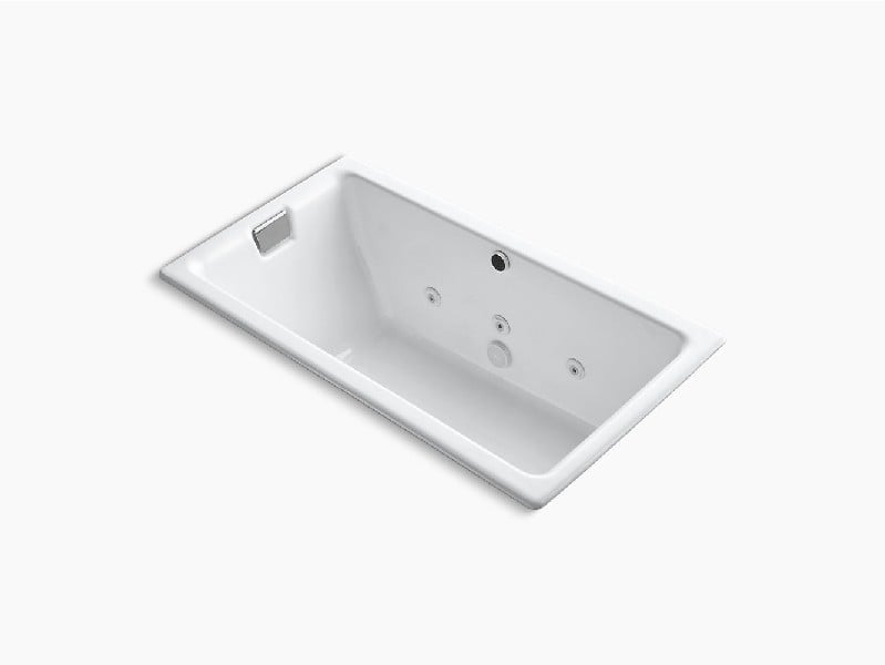 KOHLER K-856-JH TEA-FOR-TWO 66 INCH X 36 INCH CAST IRON DROP-IN OR UNDERMOUNT RECTANGULAR WHIRLPOOL BATHTUB