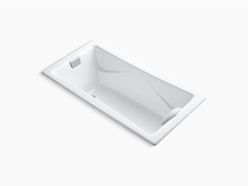 KOHLER K-863 TEA-FOR-TWO 71 3/4 INCH X 36 INCH CAST IRON DROP-IN RECTANGULAR BATHTUB WITH END DRAIN