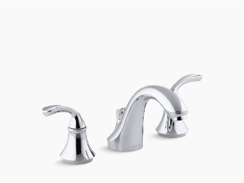 KOHLER K-10269-4-CP FORTE 4 7/8 INCH THREE HOLE DECK MOUNT WIDESPREAD COMMERCIAL BATHROOM FAUCET WITH SCULPTED LEVER HANDLE - POLISHED CHROME