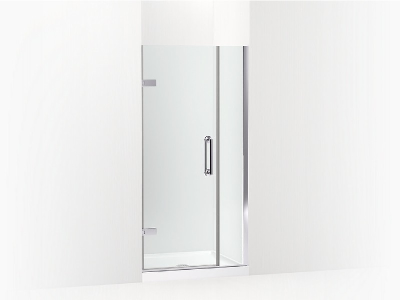 KOHLER K-27589-10L COMPONENTS 34 3/8 INCH FRAMELESS PIVOT SHOWER DOOR WITH 3/8 INCH THICK CRYSTAL CLEAR GLASS