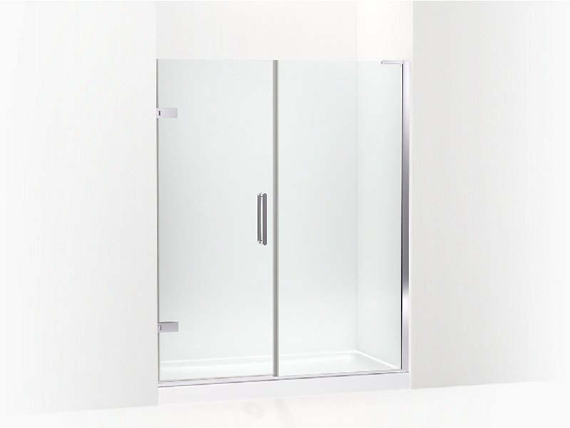 KOHLER K-27616-10L COMPOSED 58 INCH FRAMELESS PIVOT SHOWER DOOR WITH 3/8 INCH THICK CRYSTAL CLEAR GLASS