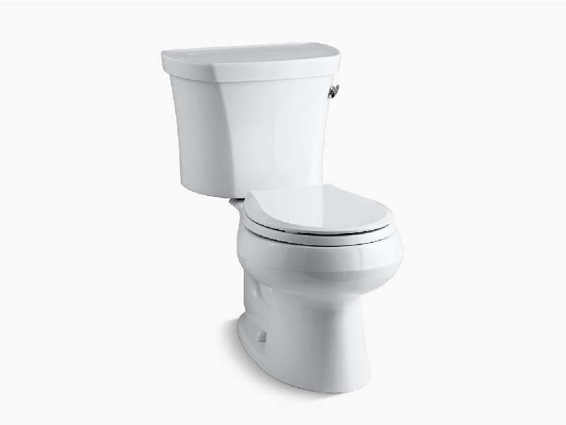 KOHLER K-3947-RZ WELLWORTH 29 5/8 INCH TWO-PIECE ROUND-FRONT 1.28 GPF TOILET WITH RIGHT-HAND TRIP LEVER, TANK COVER LOCKS AND INSULATED TANK