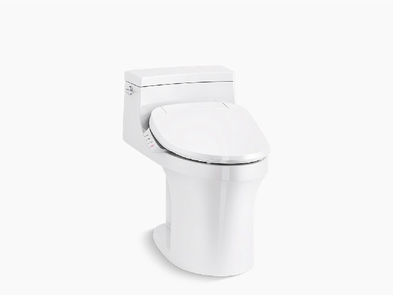 KOHLER K-5172-HC-0 SAN SOUCI COMFORT HEIGHT 27 3/4 INCH ONE-PIECE COMPACT ELONGATED 1.28 GPF TOILET WITH CONCEALED TRAPWAY AND HIDDEN CORD DESIGN - WHITE