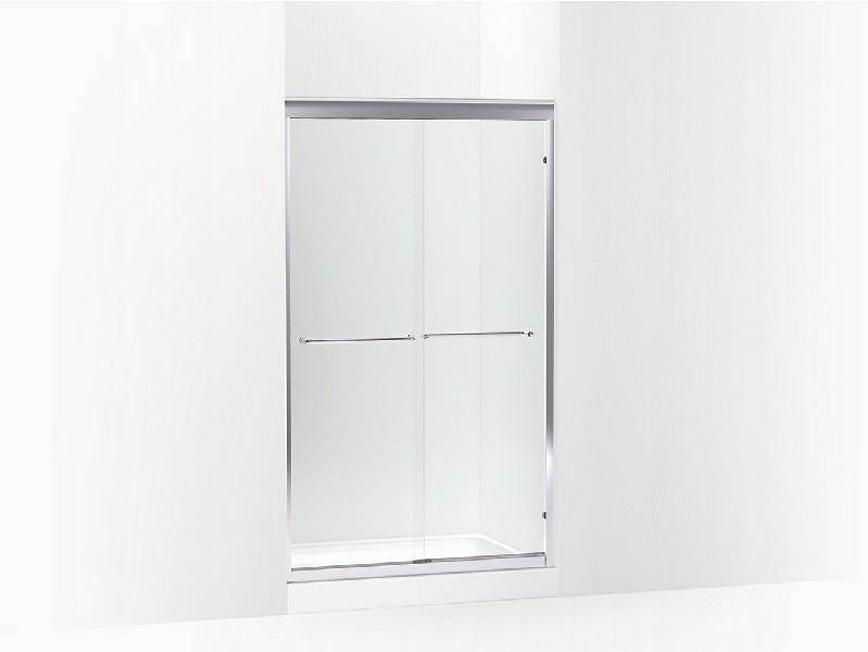 KOHLER K-702213-6L-SHP FLUENCE 43 INCH SEMI-FRAMELESS SLIDING SHOWER DOOR WITH 1/4 INCH THICK CRYSTAL CLEAR GLASS - BRIGHT POLISHED SILVER