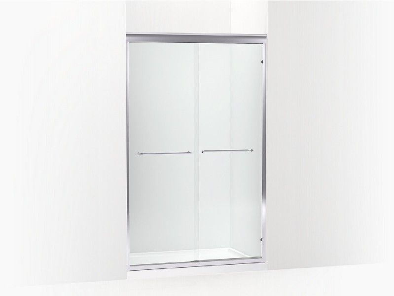 KOHLER K-702215-6L-SHP FLUENCE 47 1/2 INCH SEMI-FRAMELESS SLIDING SHOWER DOOR WITH 1/4 INCH THICK CRYSTAL CLEAR GLASS - BRIGHT POLISHED SILVER
