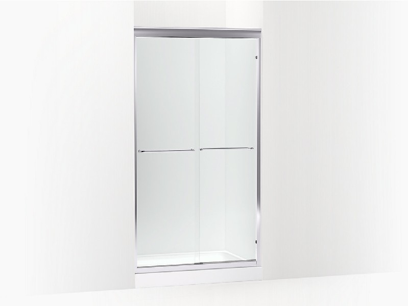 KOHLER K-702219-6L-SHP FLUENCE 40 INCH SEMI-FRAMELESS SLIDING SHOWER DOOR WITH 1/4 INCH THICK CRYSTAL CLEAR GLASS - BRIGHT POLISHED SILVER
