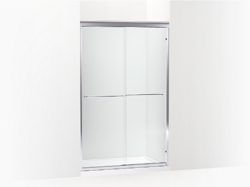 KOHLER K-702221-6L-SHP FLUENCE 52 INCH SEMI-FRAMELESS SLIDING SHOWER DOOR WITH 1/4 INCH THICK CRYSTAL CLEAR GLASS - BRIGHT POLISHED SILVER