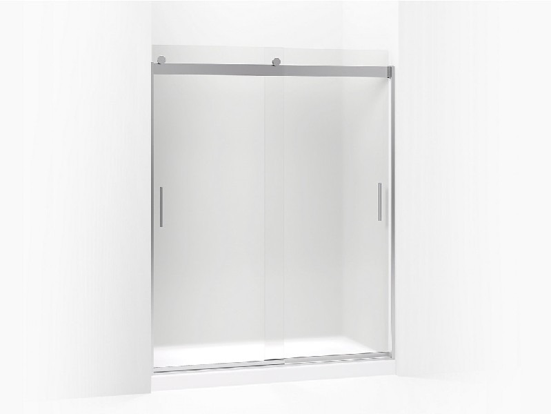 KOHLER K-706009-D3 LEVITY 59 5/8 INCH SEMI-FRAMELESS SLIDING SHOWER DOOR WITH 1/4 INCH THICK FROSTED GLASS AND BLADE HANDLES