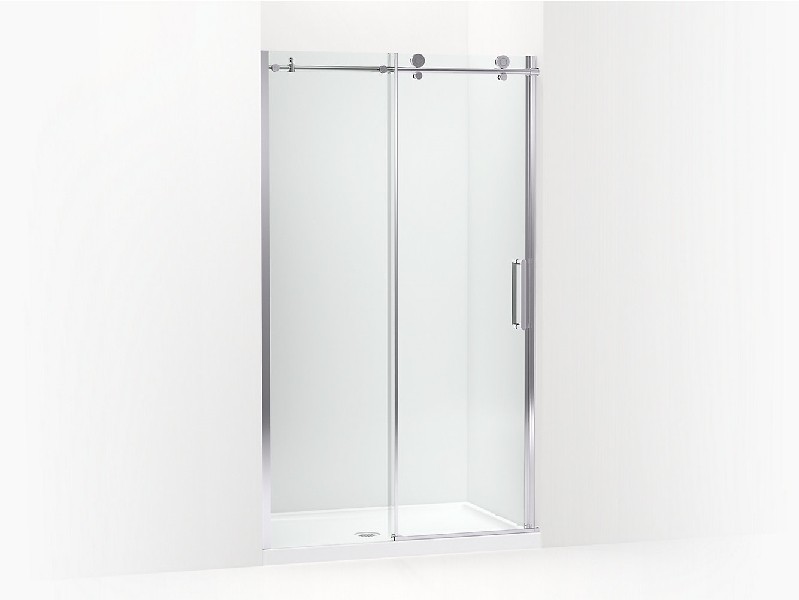 KOHLER K-706081-L-SHP COMPOSED 59 7/8 INCH SEMI-FRAMELESS SLIDING SHOWER DOOR WITH 3/8 INCH THICK CRYSTAL CLEAR GLASS - BRIGHT POLISHED SILVER