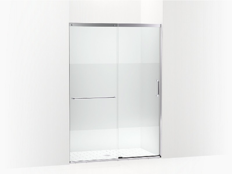 KOHLER K-707614-8G81 ELATE TALL 53 5/8 INCH SEMI-FRAMELESS SLIDING SHOWER DOOR WITH 3/8 INCH THICK CRYSTAL CLEAR GLASS AND PRIVACY BAND
