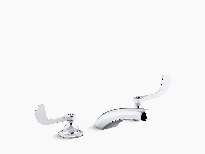 KOHLER K-800T20-5AKL-CP TRITON BOWE 3 INCH THREE HOLE DECK MOUNT WIDESPREAD BATHROOM FAUCET WITH WRISTBLADE LEVER HANDLE - POLISHED CHROME