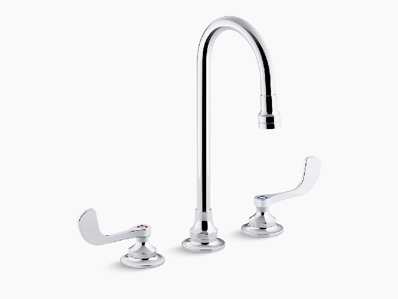 KOHLER K-800T70-5AKL-CP TRITON BOWE 12 5/8 INCH THREE HOLE DECK MOUNT WIDESPREAD BATHROOM FAUCET WITH WRISTBLADE LEVER HANDLE - POLISHED CHROME
