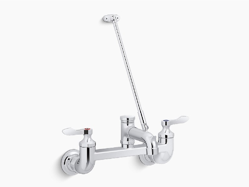 KOHLER K-830T40-4A-CP TRITON BOWE 13 INCH TWO HOLE WALL MOUNT BATHROOM FAUCET WITH DUAL LEVER HANDLE - POLISHED CHROME