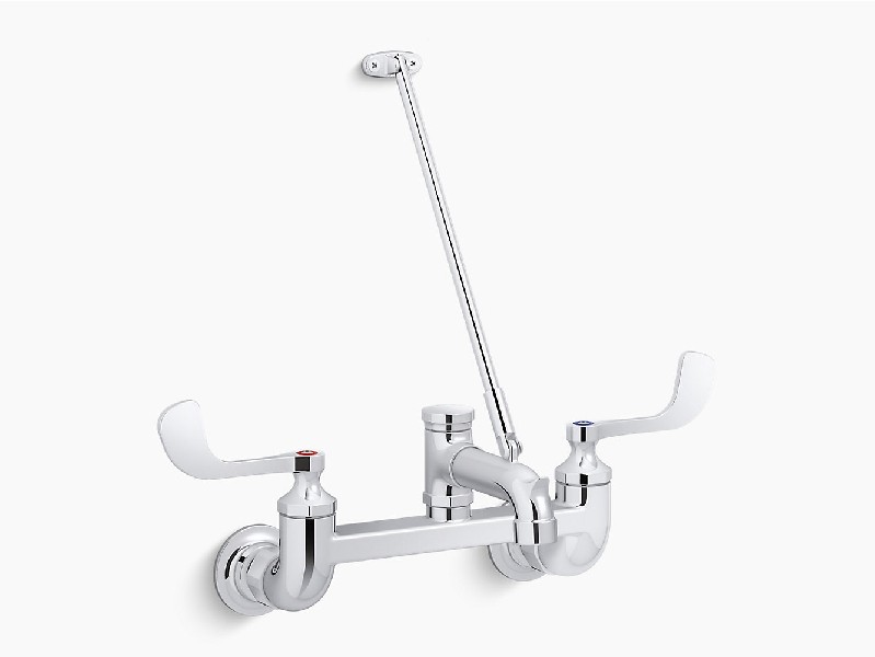 KOHLER K-830T40-5A-CP TRITON BOWE 12 3/4 INCH TWO HOLE WALL MOUNT BATHROOM FAUCET WITH WRISTBLADE LEVER HANDLE - POLISHED CHROME