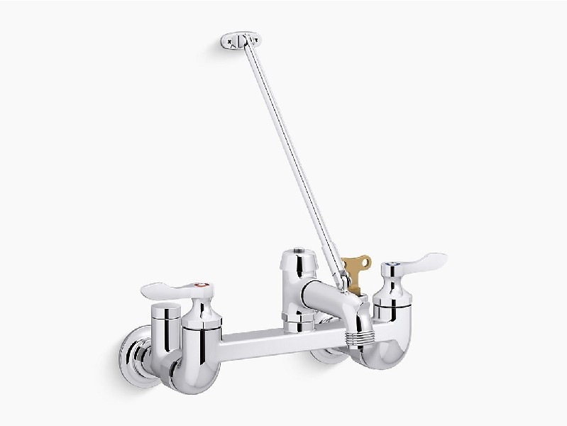 KOHLER K-838T60-4A-CP TRITON BOWE 11 5/8 INCH TWO HOLE WALL MOUNT BATHROOM FAUCET WITH DUAL LEVER HANDLE - POLISHED CHROME