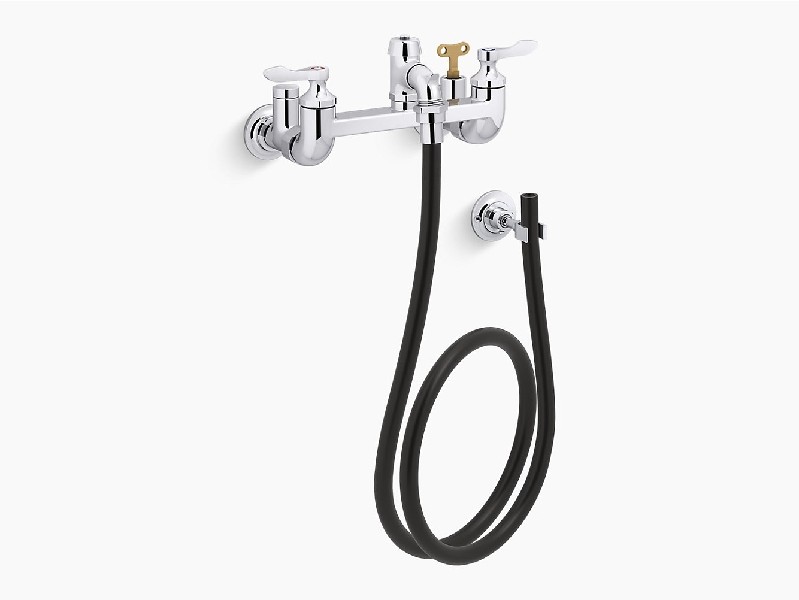 KOHLER K-838T80-4A-CP TRITON BOWE TWO HOLE WALL MOUNT BATHROOM FAUCET WITH DUAL LEVER HANDLE - POLISHED CHROME