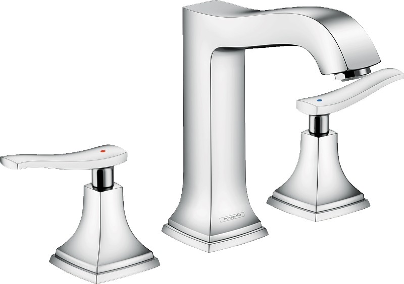 HANSGROHE 313311 METROPOL CLASSIC 8 INCH WIDESPREAD THREE HOLE BATHROOM FAUCET WITH LEVER HANDLES AND POP-UP DRAIN